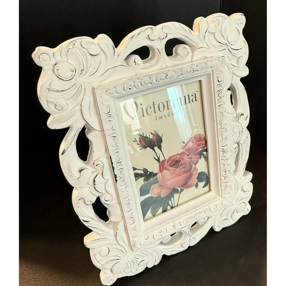 Victoriana 4x6 Picture Frame‎ White Ornate Scroll Shabby Chic Victorian NEW